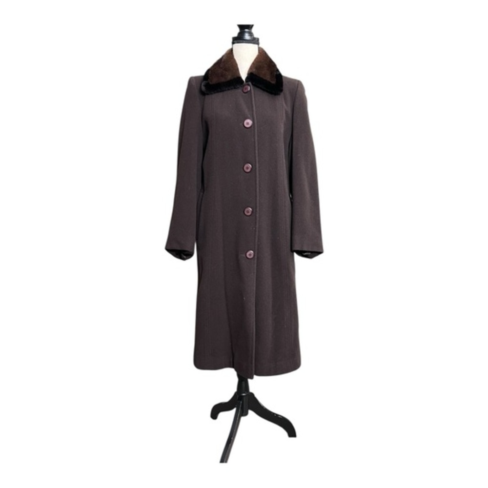 Vintage Elegant Brown Wool/Cashmere Coat With Luxurious Mahogany Mink Fur Collar